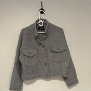 Shaci Gray /Blue Cropped Jacket